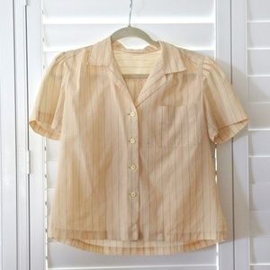 Vintage Bowler Style Shirt with Contrast Striping
